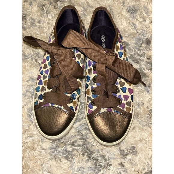 Brighton Cream Lovey‎ Hearts Metallic Sneaker Athletic 7B - Picture 4 of 9